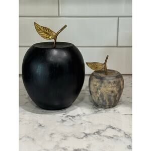 Wood Apple Figurine Decor Set